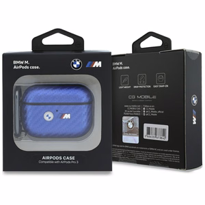 BMW M Carbon maciņš ar metāla logotipu AirPods Pro 3, gaiši zils