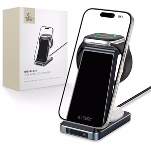 Tech-Protect QI15W-A26 indukcijas lādētājs 15W 3in1 viedtālruņiem / austiņām / Apple Watch - melns