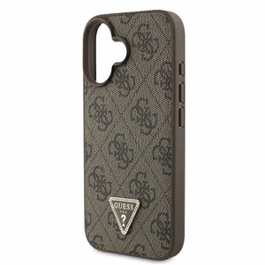 Guess Ādas 4G Trīsstūra Strass Magnētiskais iPhone 16 viedtālruņa apvalks - brūna