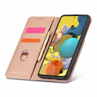 Magnētiskais karšu viedtālruņa apvalks Samsung Galaxy A12 5G ar karšu turētāju, rozā