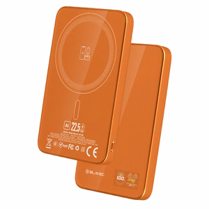 Blavec Внешний аккумулятор 5000mAh BJ-04 Ultra Slim 7,8mm - Type C - 22,5W магнитный MagSafe 3 в 1 (PBBJ04-MC5O) оранжевое стекло