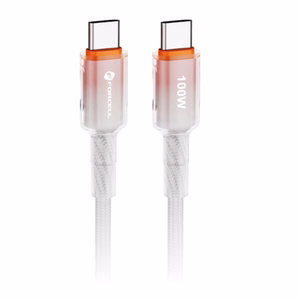 Kabelis FORCELL F-ENERGY C357 gradientinis Type-C uz Type-C QC4.0 PD 5A 100W 1 m balts