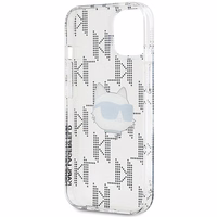 Karl Lagerfeld IML Choupette galvas un monogrammas apvalks iPhone 15 / 14 / 13 - caurspīdīgs