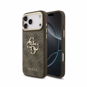Guess PU Leather 4G Metal Logo Gold Frame vāciņš Apple iPhone 18 Pro Max, brūns