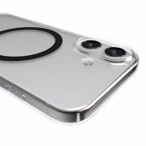 Чехол Puro Lite Mag TPU+PC совместимый с MagSafe для iPhone 17 - прозрачный с чёрным кольцом