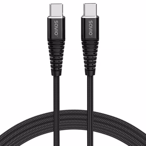 Savio CL-160 USB kabelis 2 m USB 2.0 USB C - USB C Melns