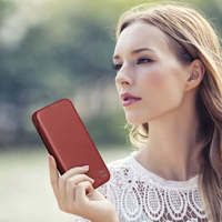 iCarer CE Premium ādas folio viedtālruņa apvalks iPhone 14 Pro Max magnētiskais atveramais apvalks MagSafe sarkana