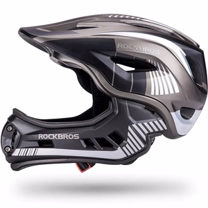 Rockbros TT-32SBTG-S bērnu velosipēda ķivere ar noņemamu zoda aizsargu, izmērs S - pelēka