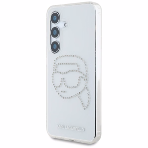 Karl Lagerfeld viedtālruņa apvalks ar rhinestones Karl Head logotipu Samsung Galaxy S25 caurspīdīgs