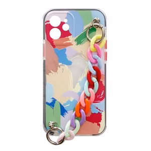 Color Chain viedtālruņa apvalks gels elastīgs elastīgs apvalks ar ķēdes kulonu iPhone 8 Plus / iPhone 7 Plus daudzkrāsains