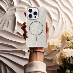 Magnētiskais Īpaši Plāns Spīdīgs viedtālruņa apvalks Iphone 13 Pro Max sudraba