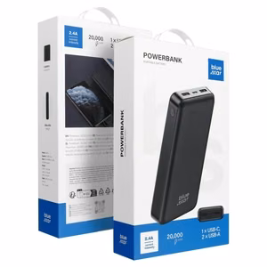 Blue Star W2015 portatīvais lādētājs, 20000 mAh, 2.1A, melns