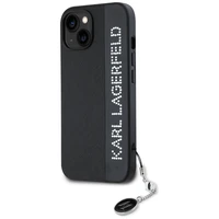 Karl Lagerfeld Saffiano Rhinestones & Charm viedtālruņa apvalks iPhone 15 / 14 / 13 - melns