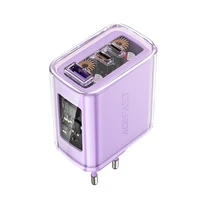 Acefast GaN 65W lādētājs ar 3 pieslēgvietām (1xUSB, 2xUSB C) - violets (A45)