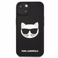 Karl Lagerfeld 3D Gumijas Choupette viedtālruņa apvalks iPhone 13 mini - melns