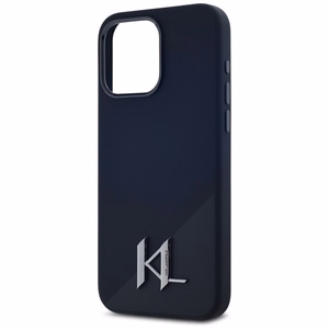 Karl Lagerfeld Silikona Shadow Metal Initial Magnētiskais viedtālruņa apvalks iPhone 15 Pro melns
