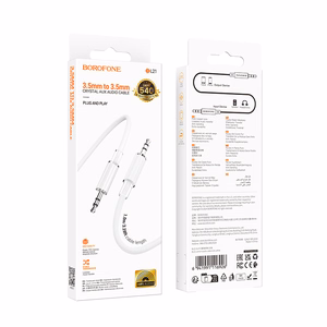 Borofone Kabelis AUX BL21 Lemon - 3,5 mm audio ligzda uz 3,5 mm audio ligzdu - 1 metra garš balts kabelis