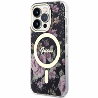Guess GUHMP14LHCFWSK iPhone 14 Pro 6.1" melns/melns cietais apvalks Ziedu MagSafe
