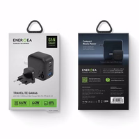 ENERGEA tīkla lādētājs 1xUSB+2xUSB-CPD-PPS-QC 3.0 66W 2C1A melns US+EU Travelite GAN66