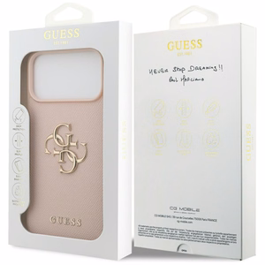 Guess Graudains Liels 4G un Klasiskais Logotips viedtālruņa apvalks iPhone 17 Pro Max - rozā