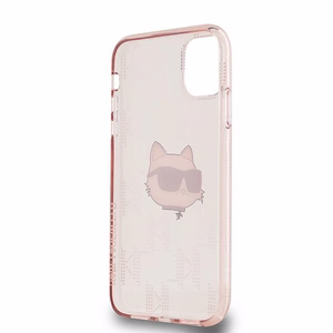 Karl Lagerfeld IML Choupette galvas un monogrammas apvalks iPhone 11 / Xr - rozā
