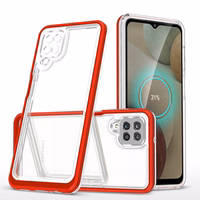 Caurspīdīgs 3in1 viedtālruņa apvalks Samsung Galaxy A22 4G rāmis gels sarkans