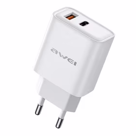 Lādētājs Awei PD81-EU 22,5W USB-A/USB-C balts