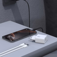 Dudao A27STEU 25W GaN USB-A Wall Lādētājs with USB-A - USB-C Kabelis - Balts