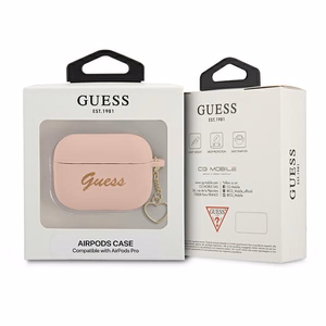 Guess GUAPLSCHSP AirPods Pro apvalks rozā silikona Charm Heart kolekcija