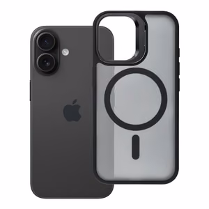 Maciņš priekš iPhone 16 Forcell F-Protect Shadow Stand Premium saderīgs ar MagSafe melns