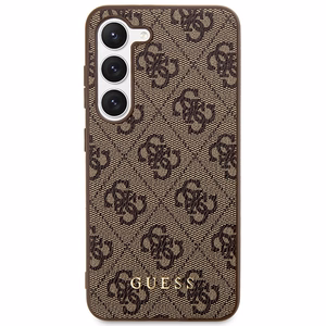 Guess GUHCS23SG4GFBR S23 S911 brūns/brūns cietais apvalks 4G Metal Gold Logo