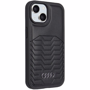 Audi Sintētiskās ādas viedtālruņa apvalks ar Magnētisko iPhone 15 Plus/14 Plus - melns