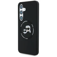 Karl Lagerfeld silikona viedtālruņa apvalks Double Heads un Circle MagSafe Samsung Galaxy S25 Plus melns