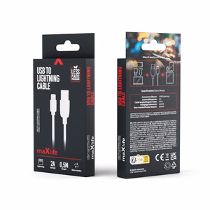 Maxlife kabel USB - Lightning 0,5 m 2A balts