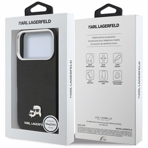 Karl Lagerfeld maciņš iPhone 17 Pro 6,3", HC MAGSAFE PU FW ar K&C galvas emblēmu, melns