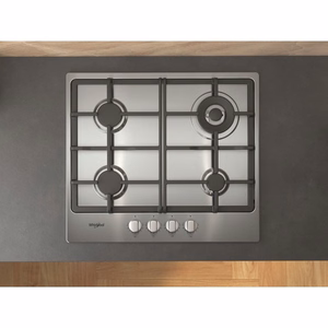 Whirlpool TGML 661 IX R iebūvējama gāzes plīts virsma no nerūsējošā tērauda, 58 cm, 4 zonas
