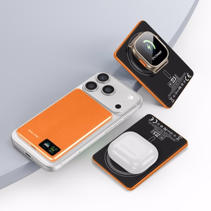 Blavec BJ-03 ārējais akumulators 5000mAh īpaši plāns 7,8 mm Type-C 22,5W magnētisks MagSafe 3-in-1 oranžs alumīnijs