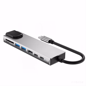 Tech-Protect HB09 USB centrmezgls 8in1 TYPE-C + USB-A 3.0 + USB-C 3.0 + HDMI 4K 60HZ + SD/TF + PD100W + RJ45 1000 MB/S - pelēks