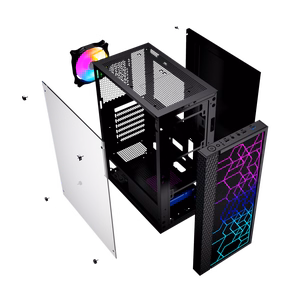 Gembird Fornax 2500 ARGB Gaming ATX Midi Tower ar apgaismojumu melns datora korpuss