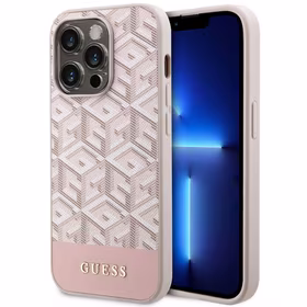 Guess GUHMP14LHGCFSEP iPhone 14 Pro 6.1" rozā/rozā cietais apvalks GCube Stripes MagSafe