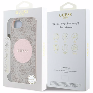 Guess 4G Circle Classic Logo Magnētiskais viedtālruņa apvalks iPhone 16e - rozā
