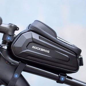 Rockbros B68 pastiprināta velosipēda rāmja soma ar tālruņa kabatu un pārvalku, 1.7L - melna