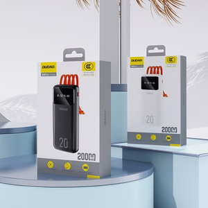 Dudao powerbank большой емкости с 4 встроенными кабелями 20000mAh USB Type C + micro USB + Lightning + USB-A (вход) - белый (Dudao K6Pro+)