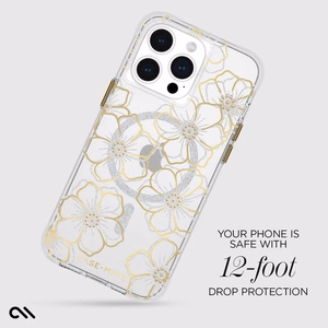 Case-Mate Floral Gems MagSafe vāciņš ierīcei iPhone 15 Pro Max, zelta krāsā