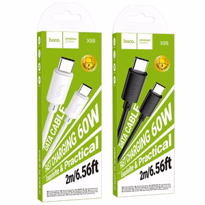 Кабель USB C - USB C Hoco 3A 60W 2 м X88 белый