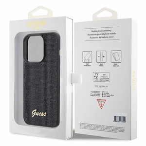 Guess Disko Metāla Uzraksts viedtālruņa apvalks iPhone 15 Pro - melns