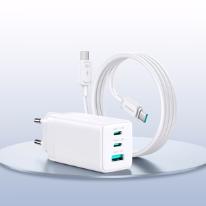 Joyroom JR-TG10 65W GaN 2x USB-C + USB-A wall charger with 65W USB-C - USB-C 1.2m cable - white
