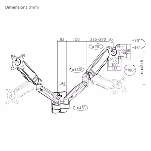 Divu monitoru 17”-32” pavasara atbalsta rokas stiprinājums