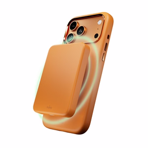 Pure Icon Magnētiskais Pro šķidra silikona viedtālruņa apvalks iPhone 17 Pro, MagSafe saderīgs, ar kameras aizsardzību un alumīnija pogām - oranžs