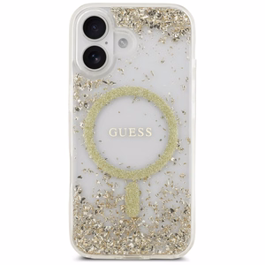 Guess Resin Bottom Glitter Magnētiskais viedtālruņa apvalks iPhone 17 - zelta